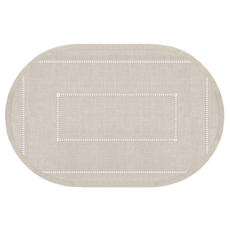 Grelucgo Handmade Double Hemstitch Natural Tablecloth, Oval 60 by 102 Inch - Image 2